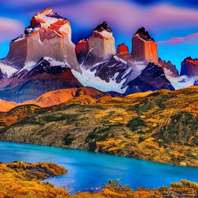 Majestueux Torres del Paine, Chili, baigné par le soleil estival, offrant un spectacle époustouflant et promettant une aventure inoubliable pour des vacances d'été parfaites.