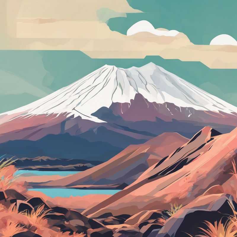 Pareja contemplando el espectacular paisaje volcánico del Cruce Alpino de Tongariro, Nueva Zelanda, durante una caminata invernal.