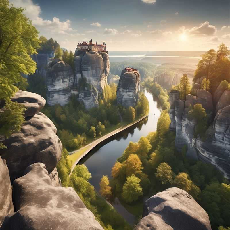 Majestic Bastei bridge spanning dramatic sandstone rock formations in Saxon Switzerland National Park, Germany, a breathtaking natural wonder ideal for adventurous stays.