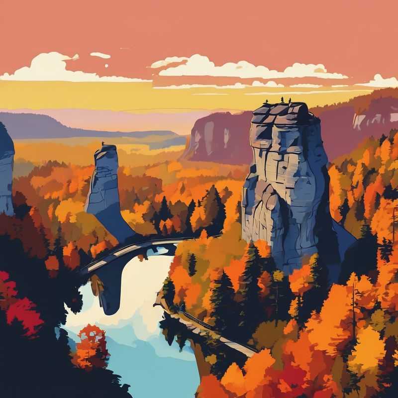 Majestic Bastei bridge spanning dramatic sandstone rock formations in Saxon Switzerland National Park, Germany, a breathtaking natural wonder ideal for adventurous stays.