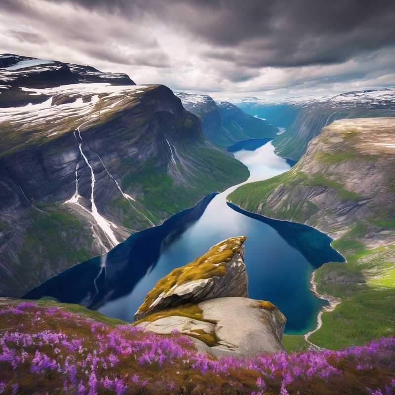 Iconic Trolltunga cliff, Norway, jutting dramatically over a misty fjord, a breathtaking reward for the adventurous traveler.