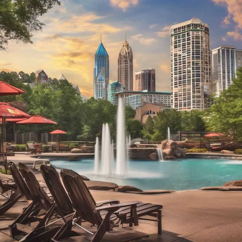 A panoramic view of Atlanta's vibrant skyline, showcasing the diverse neighborhoods and urban energy that make it an exciting place to stay.