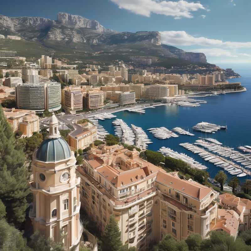 A bird's-eye view of Monaco's iconic glamour, showcasing the glittering coastline and luxurious yachts, hinting at the opulent districts where discerning travelers find their perfect stay.