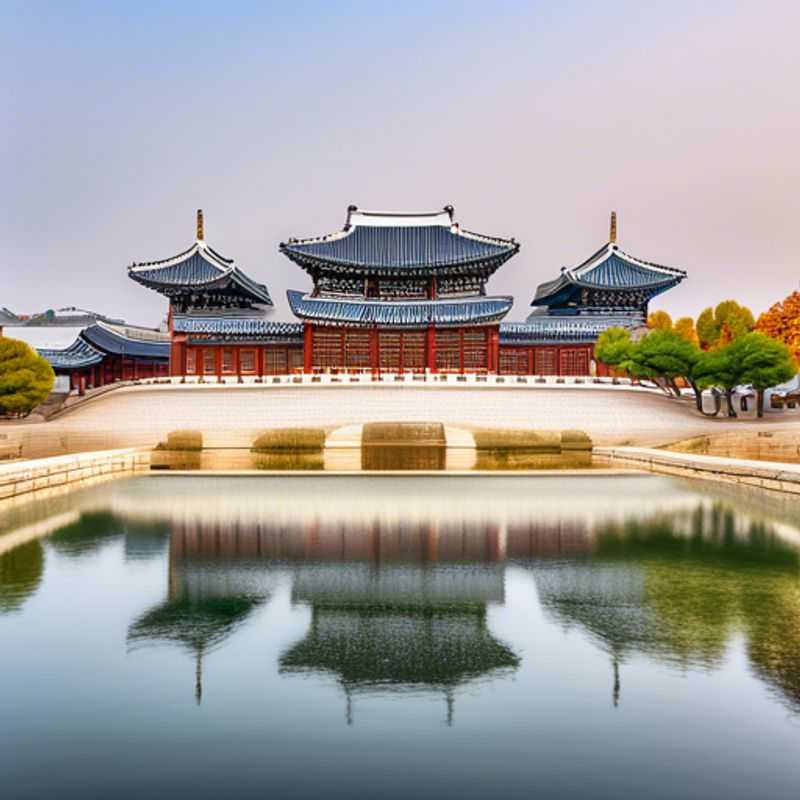 Un explorateur culturel solitaire admireant l'architecture vibrante et futuriste de Séoul, Corée du Sud, pendant une escapade de 4 jours à la recherche de moments uniques et d'expériences culturelles.