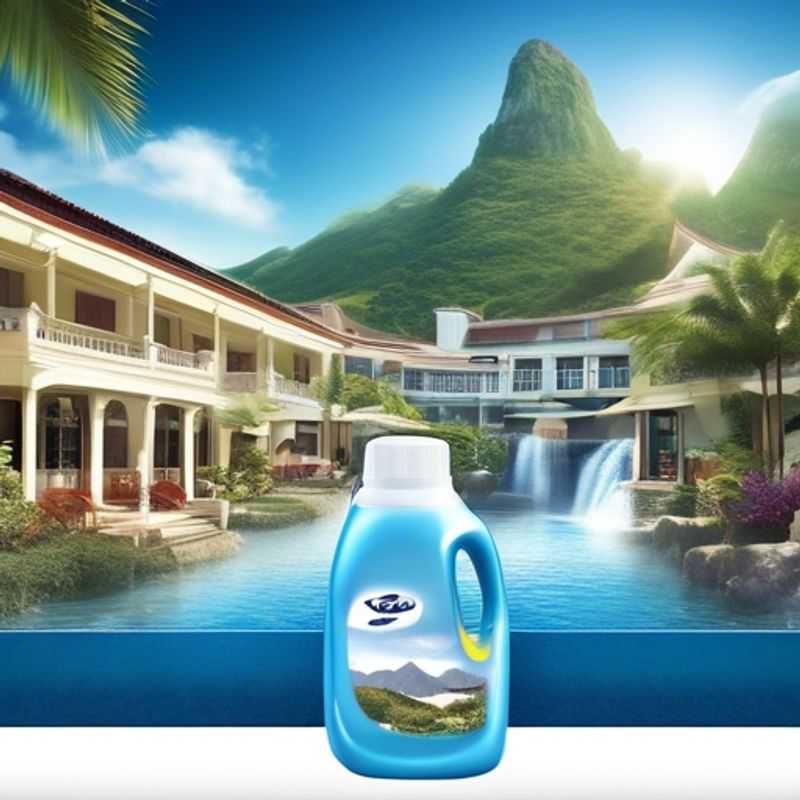 Close-up of a travel-sized laundry detergent bottle, ideal for extended trips and keeping your clothes fresh and clean on the go.