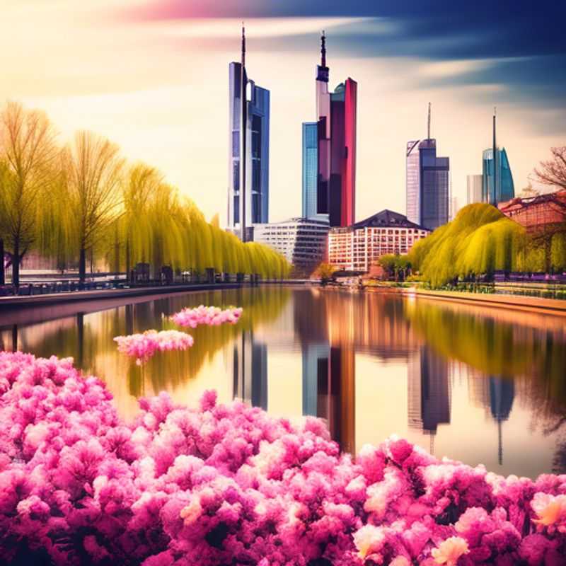 A couple basking in the warm spring sunshine, exploring the vibrant streets of Frankfurt, Germany, a city where history and modernity intertwine.