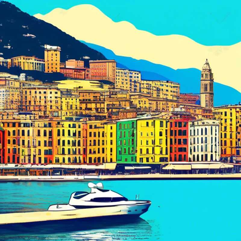 A family of four, bundled up against the crisp winter air, explores the vibrant streets of Genoa, Italy, taking in the colorful architecture and bustling energy of this historic port city.