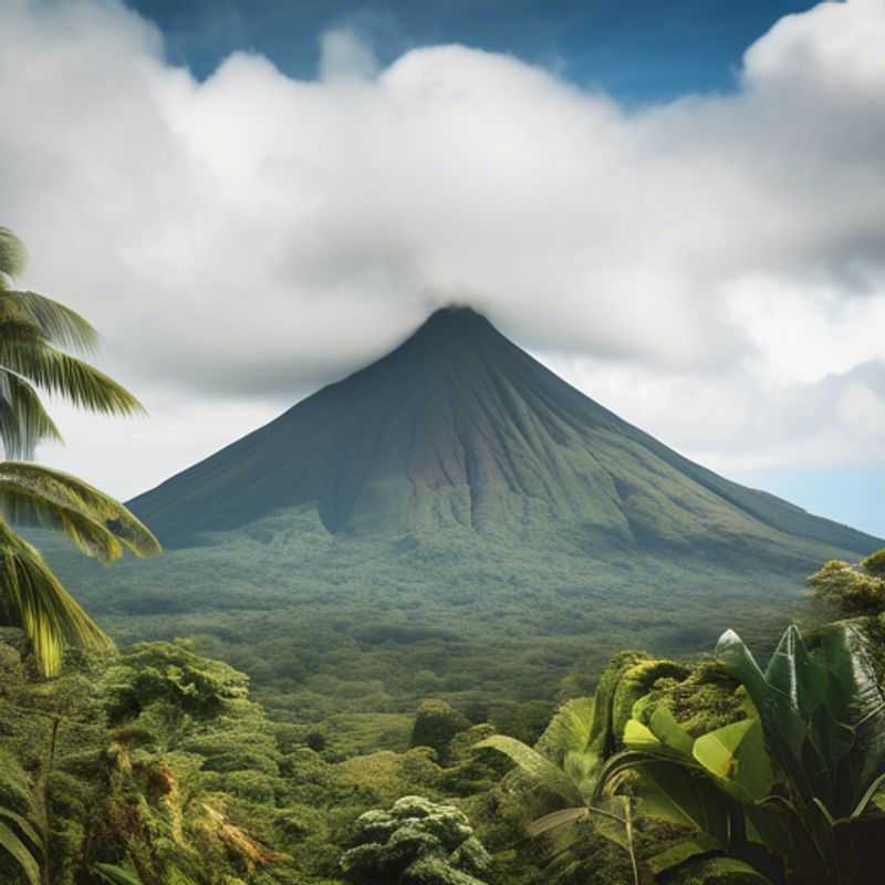 Trois couples, les The Gap Year Traveler, profitant de la luxuriante végétation tropicale de La Fortuna, Costa Rica, pendant leur escapade de 5 jours au printemps. Le volcan Arenal se dresse majestueusement en arrière-plan, un symbole de la beauté naturelle de cette destination.