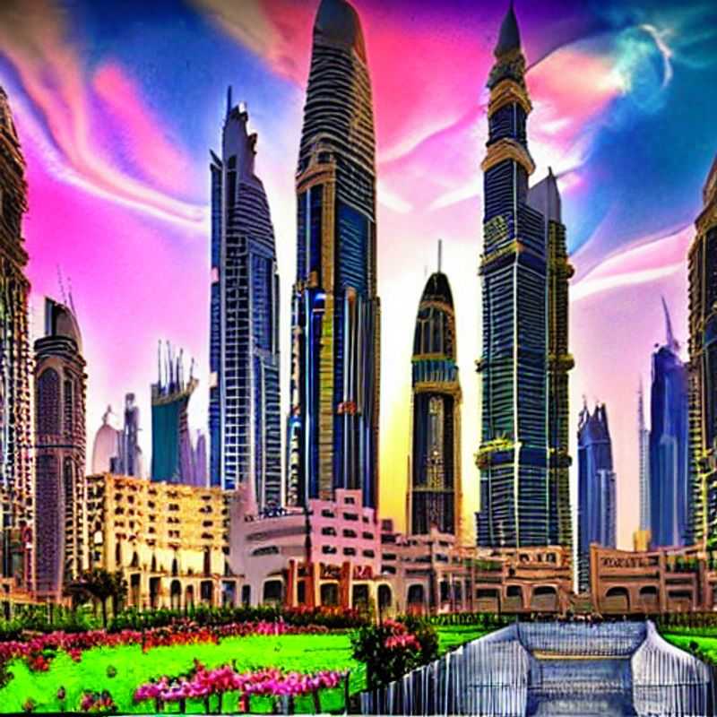Dubaï, Émirats Arabes Unis: le soleil printanier brille sur les gratte-ciel emblématiques.