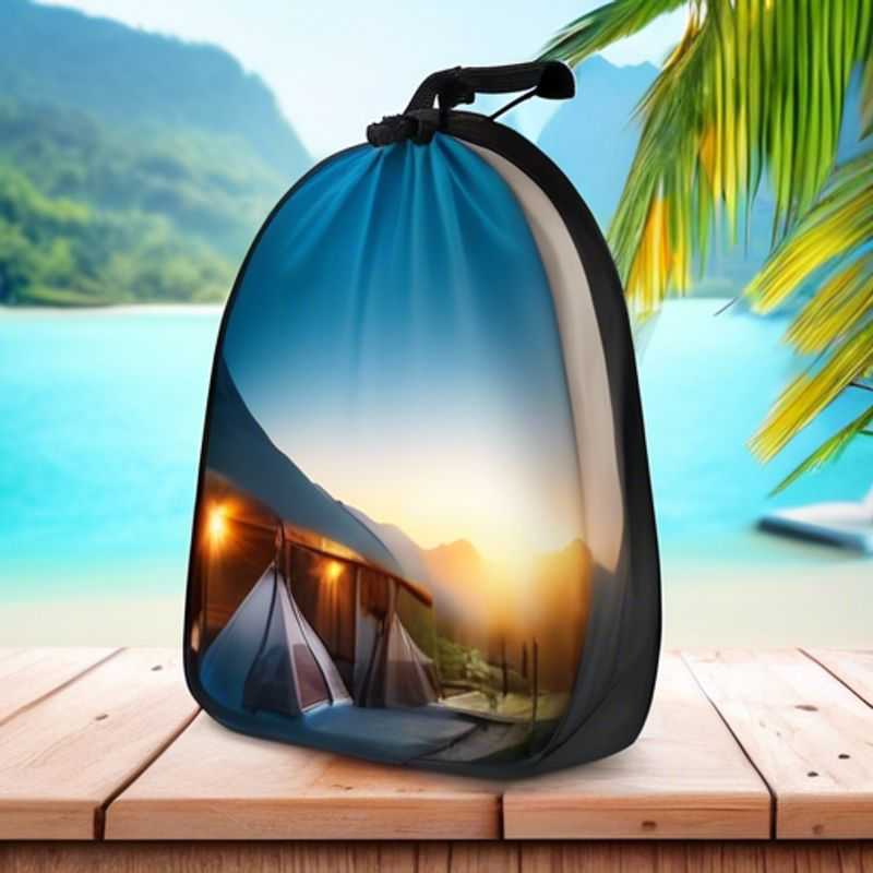 A sleek, portable shower bag, perfect for maintaining hygiene while camping or glamping, with a built-in shower head and a hanging hook for easy use in the great outdoors.