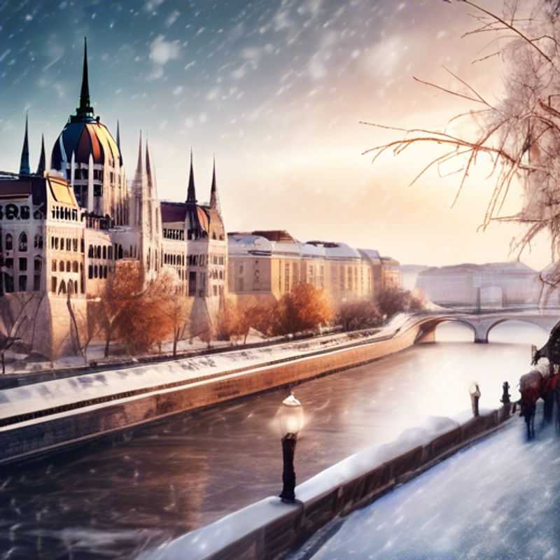Uma família aventureira, com crianças radiantes, explorando a beleza mágica de Budapeste, Hungria, durante um inverno encantador de 5 dias. O Castelo de Buda, coberto de neve, serve como cenário para a alegria da família, enquanto eles mergulham na rica história e cultura da cidade.