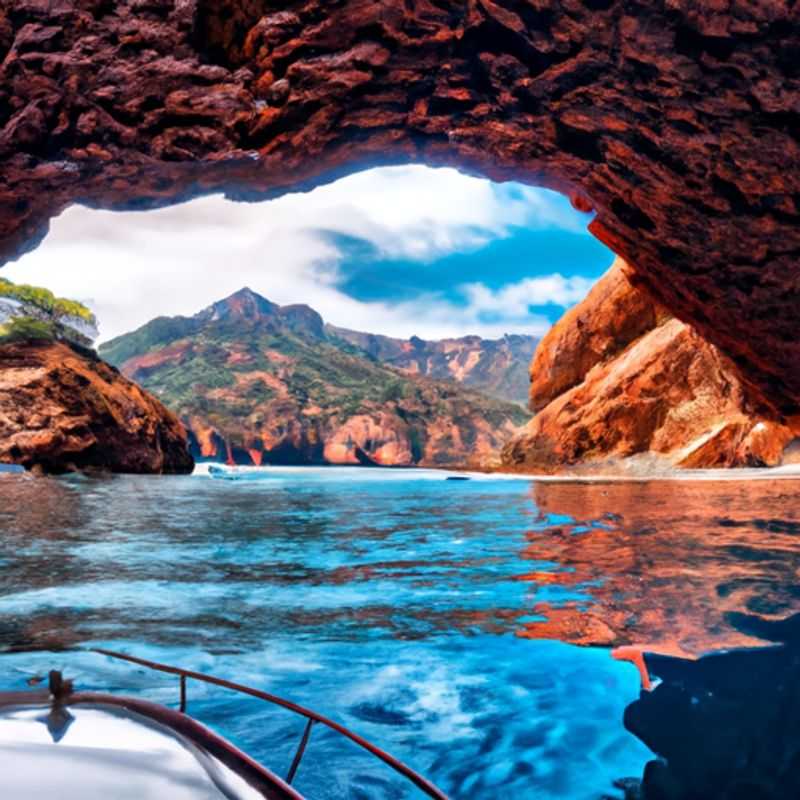 A solitary traveler immerses themselves in the untamed beauty of Scandola Nature Reserve, Corsica, France, during a week-long winter retreat, surrounded by towering red granite cliffs, crystal-clear waters, and a symphony of seabirds.