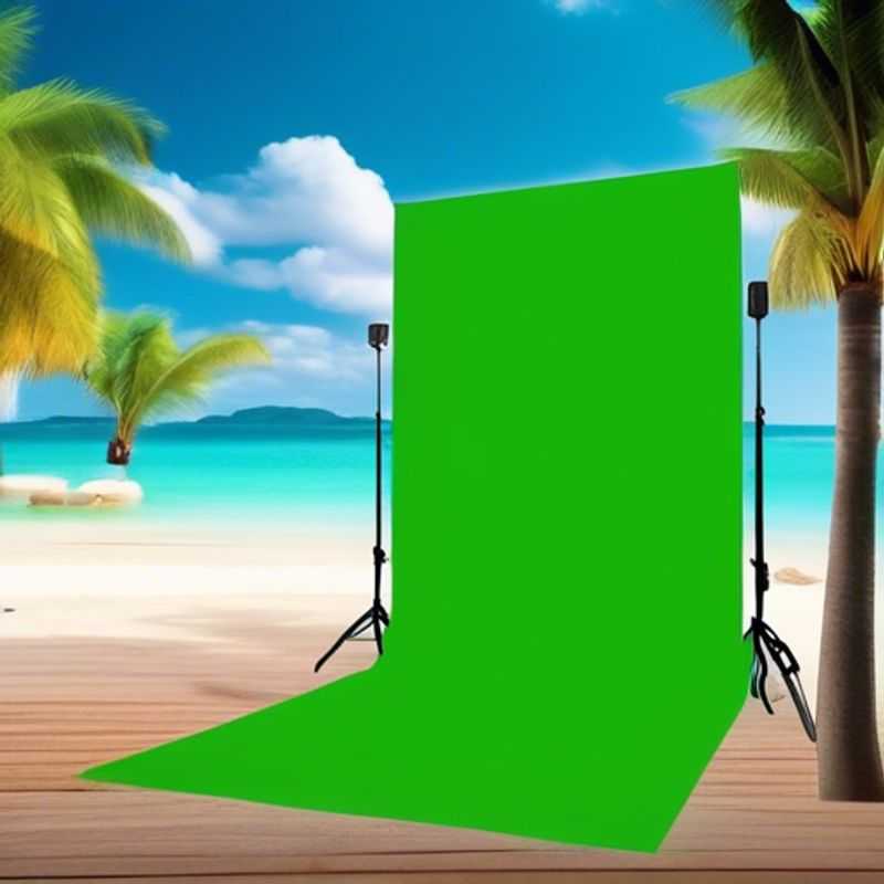 A portable green screen, set up and ready to use, allows you to instantly transform your background for video calls, with endless possibilities for creativity and professionalism.