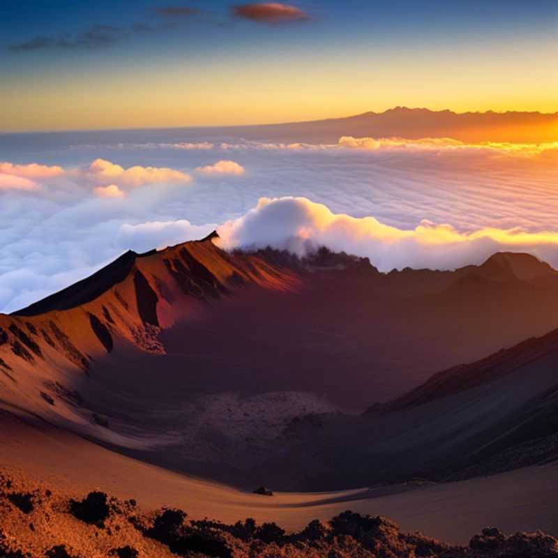 A lone traveler, bathed in the golden glow of a Hawaiian sunset, gazing out at the vast Pacific Ocean from a secluded beach on Maui. The perfect embodiment of a Gap Year adventure, soaking in the beauty of paradise.