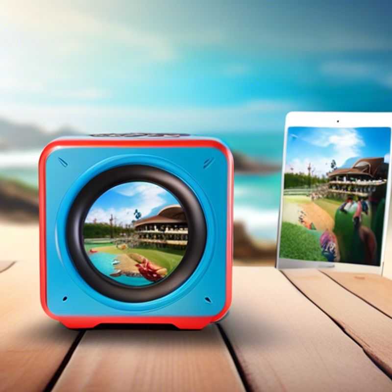 A sleek, modern portable Bluetooth speaker with a vibrant color and a sleek design, ready to blast your favorite tunes wherever you go.