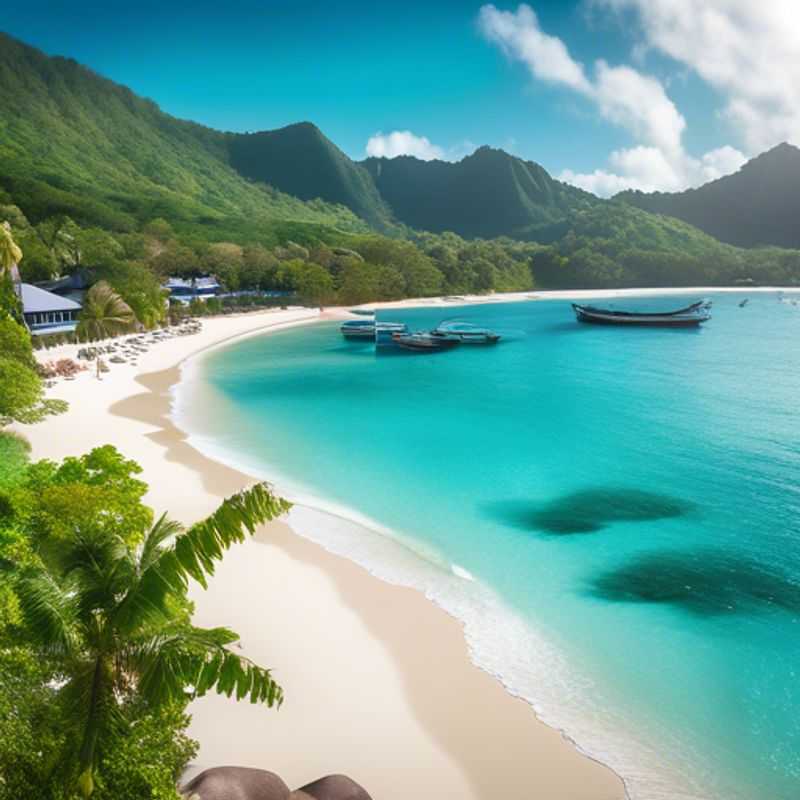 Deux couples, les Voyageurs à Petit Budget, profitant d'une journée hivernale paradisiaque aux Seychelles, avec des plages immaculées et des eaux turquoise scintillantes.