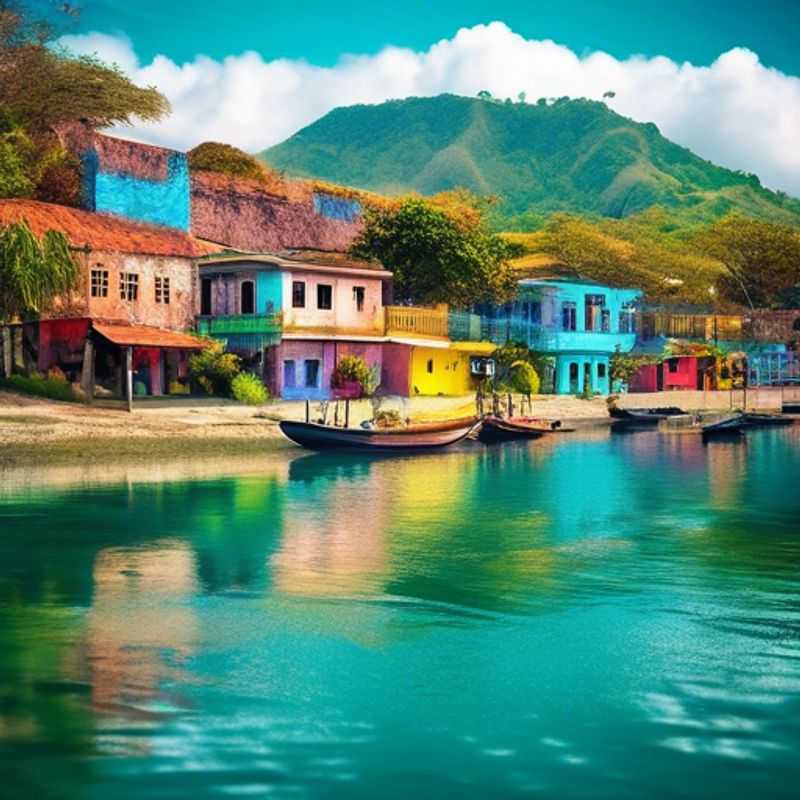 Dos parejas, los viajeros románticos, disfrutando de un idílico paseo en barco por las aguas cristalinas del lago Petén Itzá, con las majestuosas ruinas mayas de Tikal en el horizonte, durante su viaje de 4 días a Flores, Guatemala en primavera.