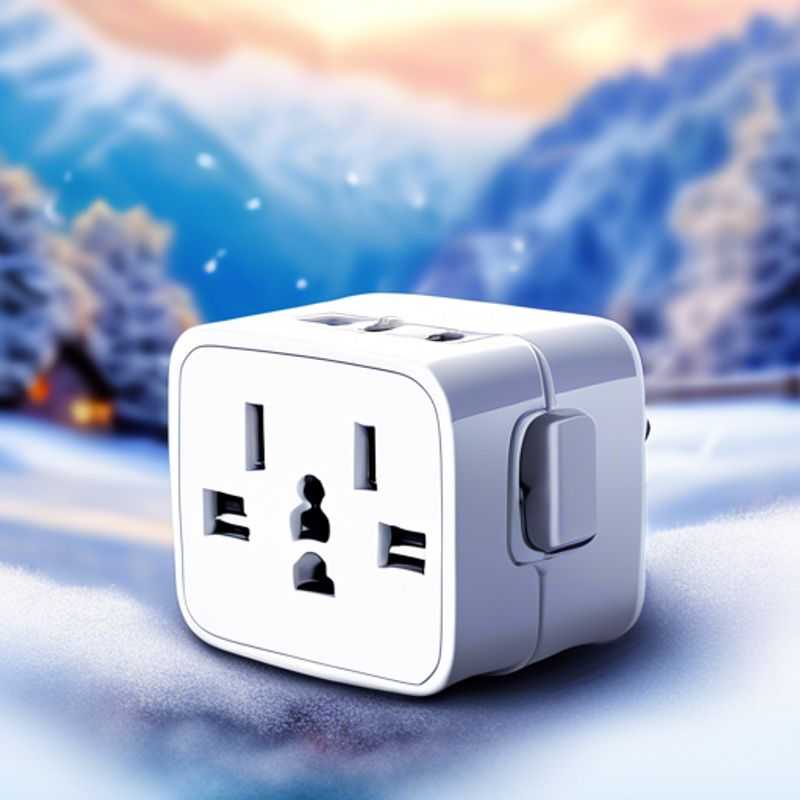 A close-up shot of a sleek, modern universal travel adapter, ready to power your devices and keep your adventures going wherever you roam.