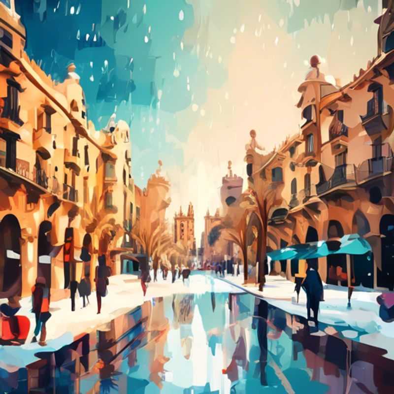 Uma família feliz explorando a vibrante Barcelona, ​​Espanha, em um dia de inverno mágico, com a Sagrada Família majestosa ao fundo, enquanto as crianças se maravilham com as cores e a energia da cidade.