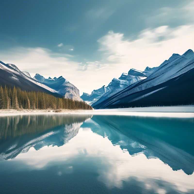 Uma família aventureira, incluindo crianças, sorridente em frente às montanhas cobertas de neve de Banff, Canadá, capturando momentos memoráveis para suas redes sociais durante uma viagem de 24 horas nesta coolcation épica.