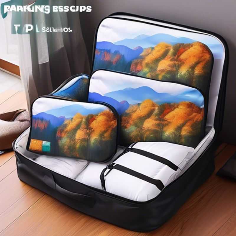 Close-up image of neatly organized compression packing cubes, showcasing their ability to compress clothing and maximize luggage space.