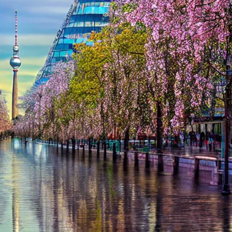 Berlin au printemps : ambiance printanière dans une rue animée.