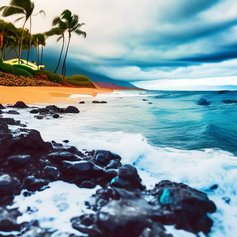 A couple basking in the warm Hawaiian sun on a pristine beach in Maui, their smiles reflecting the island's vibrant energy. They're living the dream on their 3-day winter escape, where turquoise waters meet lush greenery and the spirit of aloha embraces them.