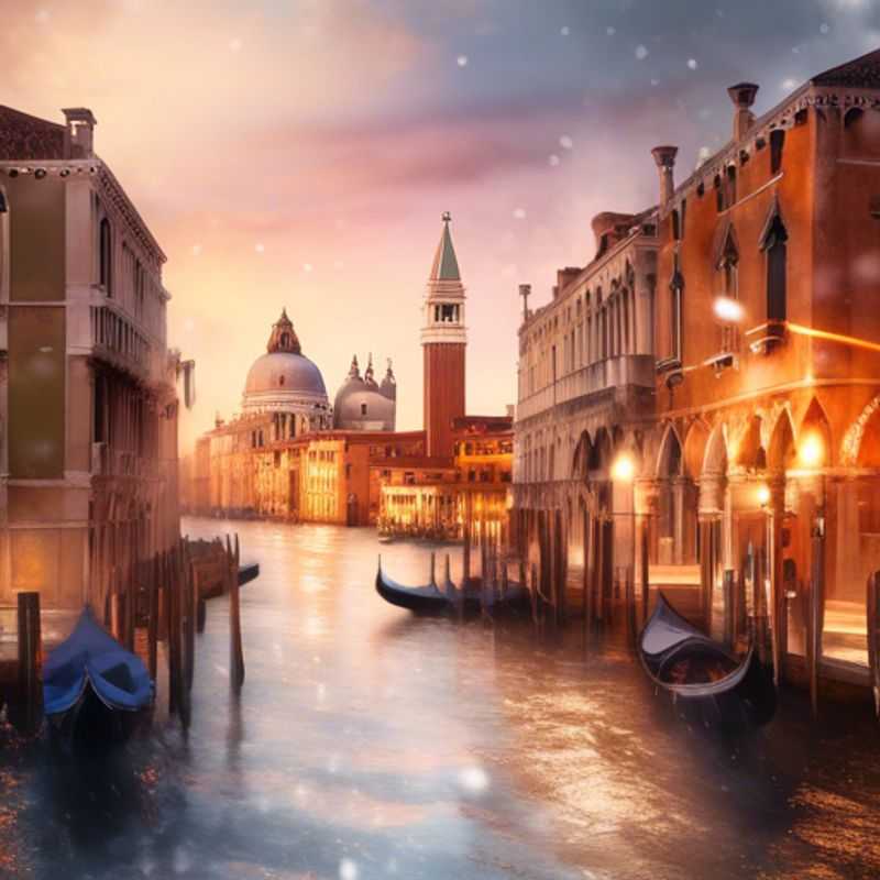 Deux couples explorant les charmes hivernaux de Venise, la Sérénissime, en flânant sur les canaux et en admirant les façades colorées des palais.