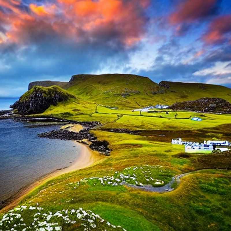 L'île de Skye, Écosse, baignée de lumière printanière.