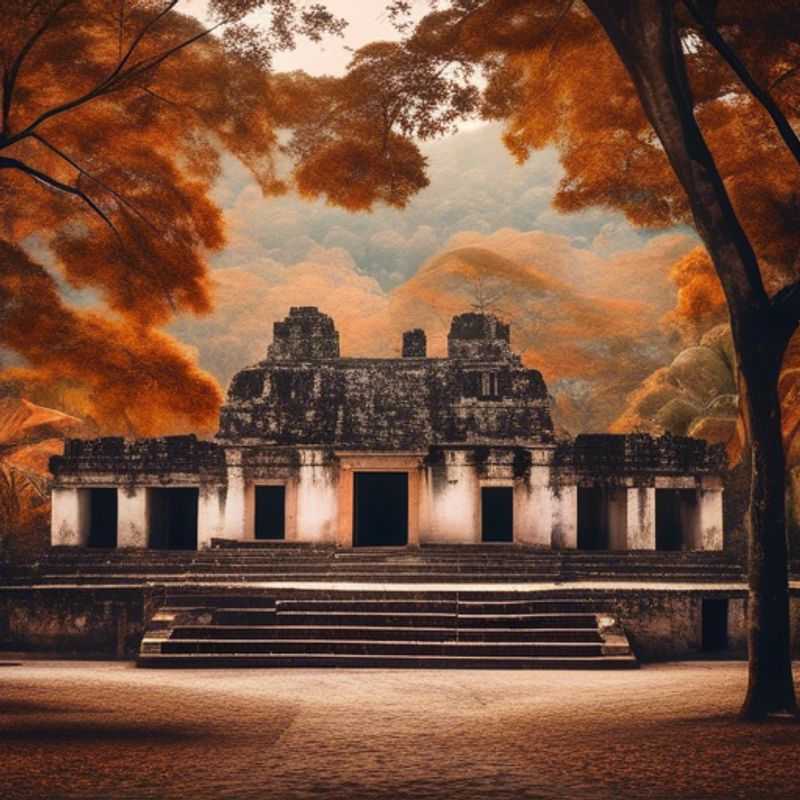 A family of explorers, including wide-eyed children, stand awestruck before the ancient Mayan ruins of Copán, Honduras, bathed in the warm autumnal light. Their 3-week adventure has brought them face-to-face with history, mystery, and the wonders of a bygone civilization.