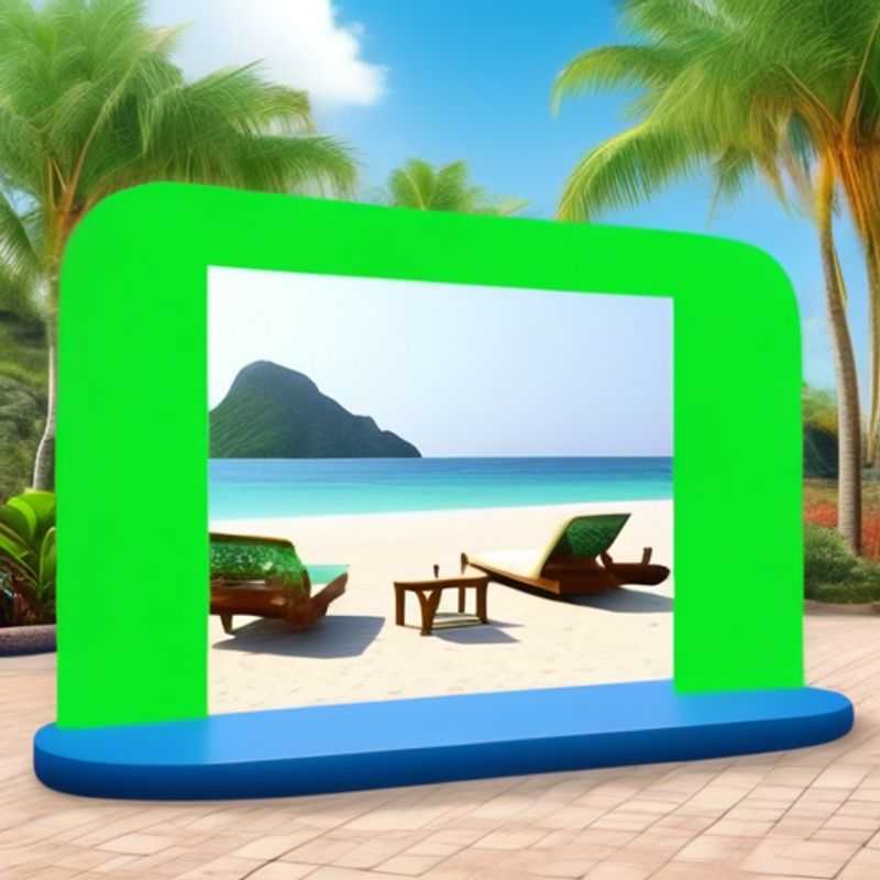 A portable green screen, set up for video calls, seamlessly blends into a virtual background for professional and engaging video conferencing.