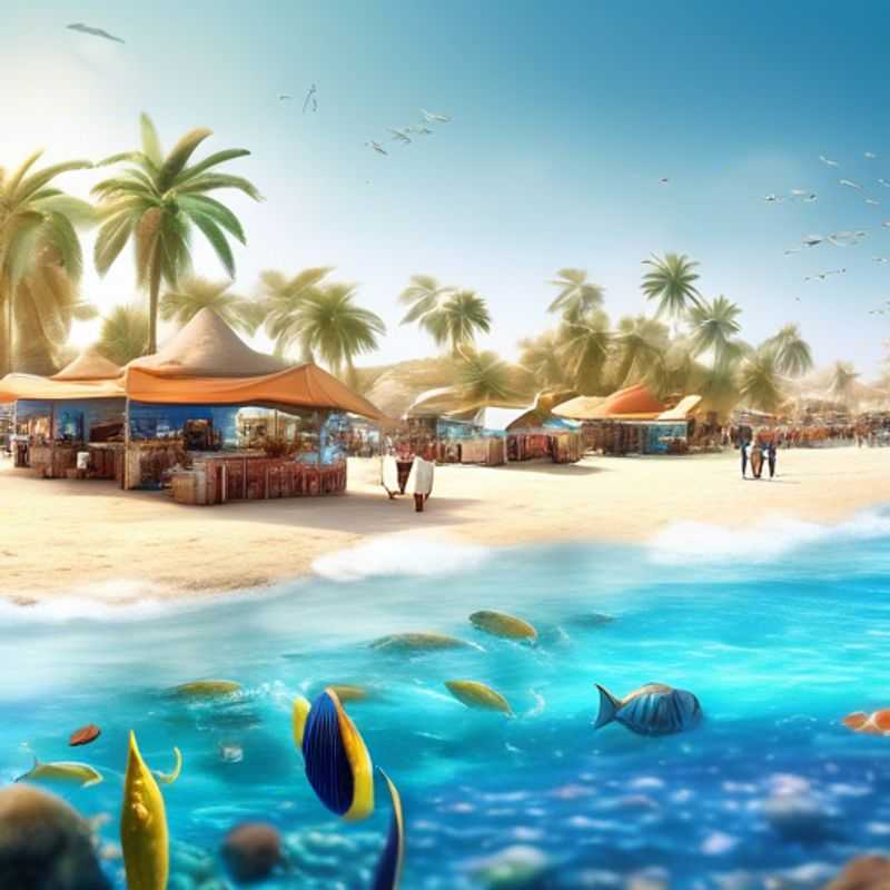 Un voyageur solitaire se délectant du soleil d'été sur la plage immaculée de Mahmya, à l'île Giftun, en Égypte. Un paradis tropical où les saveurs locales et la beauté naturelle se rejoignent.