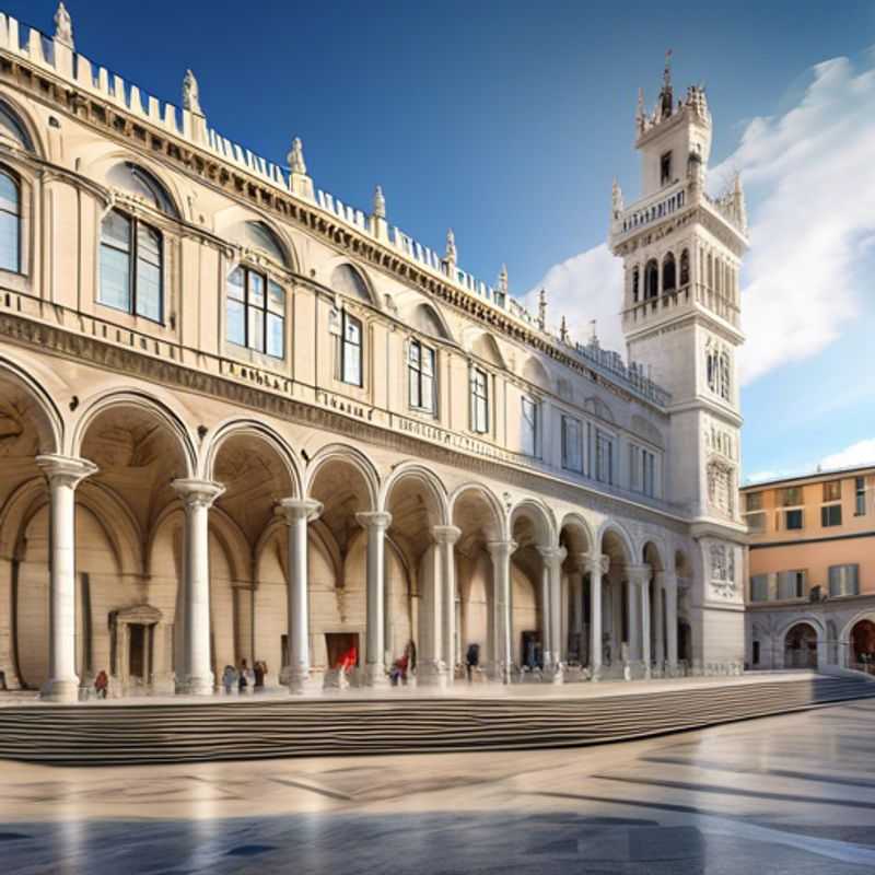 A family of four, bundled up against the crisp winter air, explores the vibrant streets of Genoa, Italy, taking in the colorful architecture and bustling energy of this historic port city.