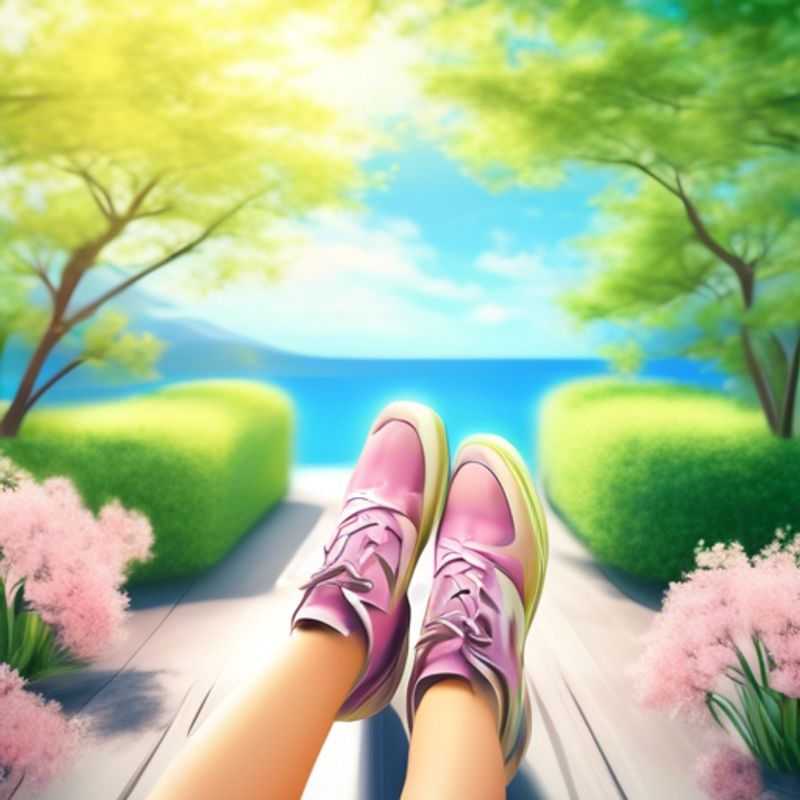 A close-up shot of a pair of comfortable walking shoes, highlighting their supportive design and breathable materials, perfect for exploring bustling cities or scenic trails.