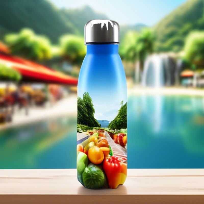 A close-up of a sleek reusable water bottle, showcasing its durable design and eco-friendly features.