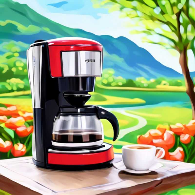 A sleek and compact portable coffee maker, perfect for brewing a fresh cup of joe on the go, whether you're camping, traveling, or just need a caffeine fix at the office.