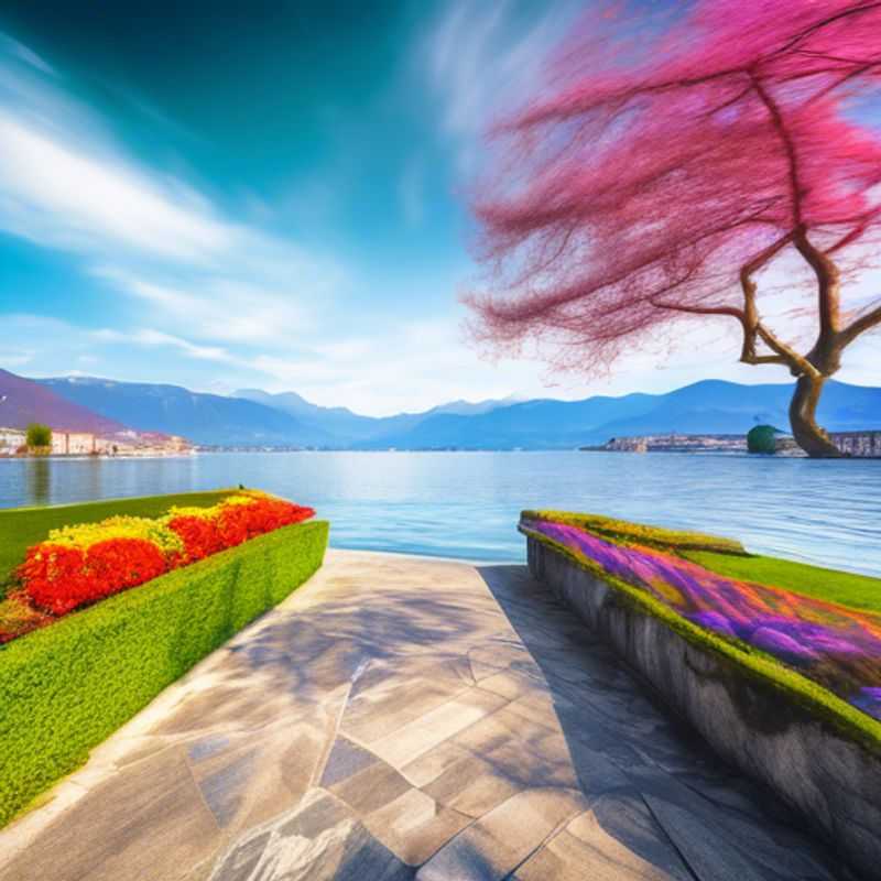 Três casais desfrutando da beleza cativante do Lago Maggiore, Itália, durante uma jornada gastronômica de 5 dias na primavera. A água azul cristalina, emoldurada por montanhas verdejantes, convida à aventura e à descoberta da culinária local.