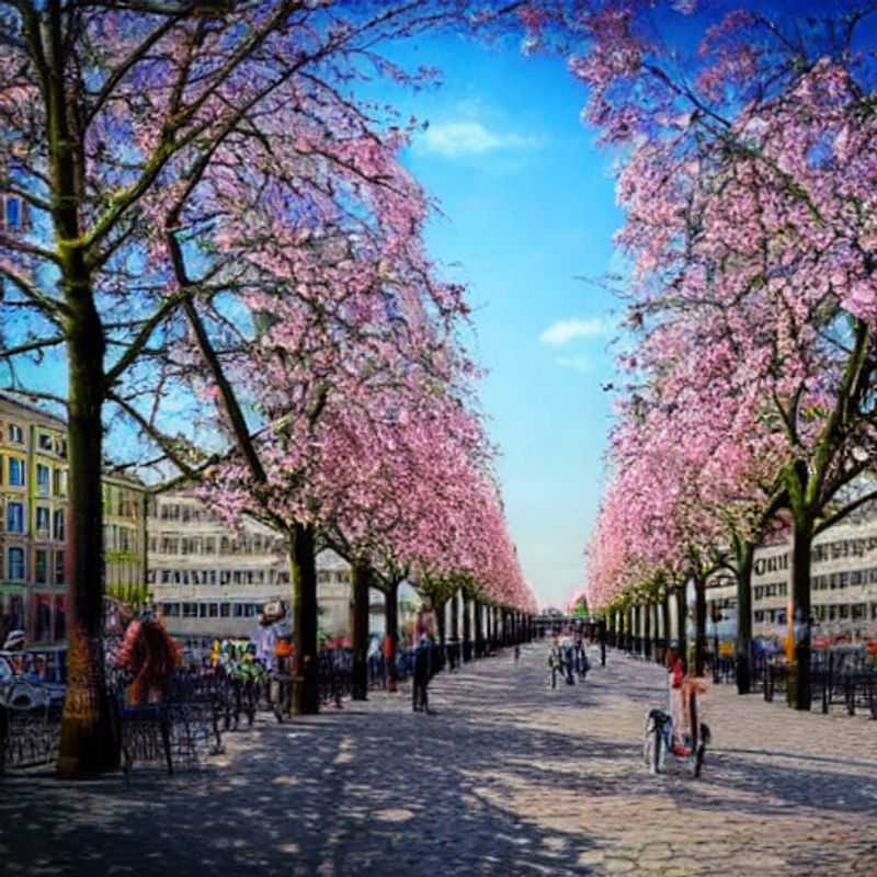 Berlin au printemps : ambiance printanière dans une rue animée.