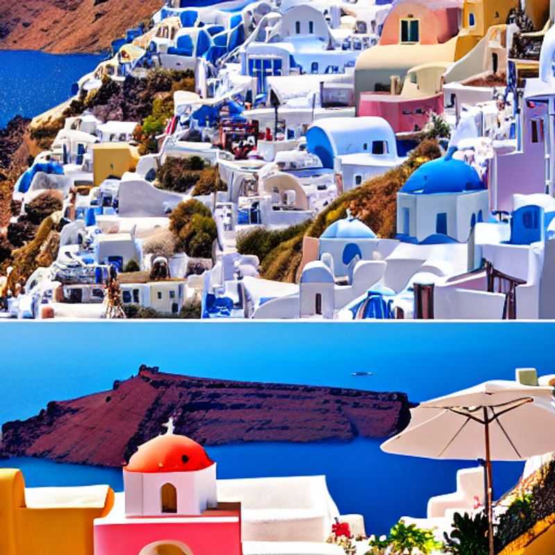 Santorin au printemps : des maisons blanchies à la chaux accrochées à la falaise, offrant une vue imprenable sur la mer Égée.