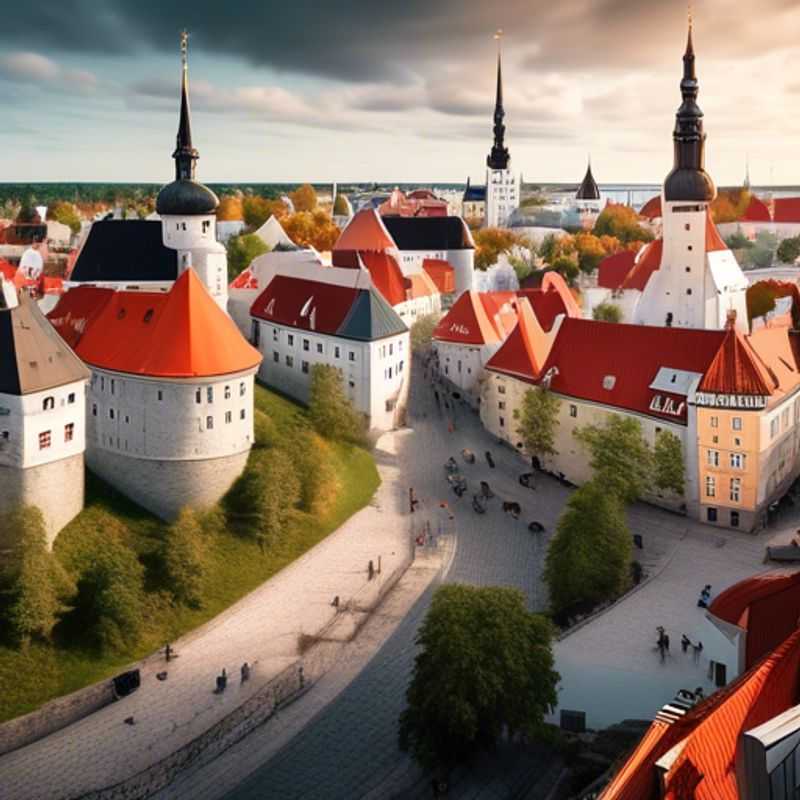A family of four, bundled up in warm winter wear, smiles brightly as they explore the charming cobblestone streets of Tallinn, Estonia.