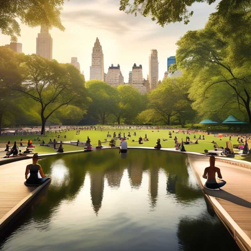 A family of Wellness Travelers strolls through Central Park, New York City, bathed in the golden glow of a spring day, enjoying the vibrant energy of the city while embracing a healthy lifestyle.
