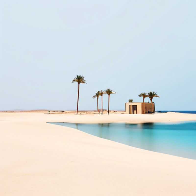 Un voyageur solitaire se délectant du soleil d'été sur la plage immaculée de Mahmya, à l'île Giftun, en Égypte. Un paradis tropical où les saveurs locales et la beauté naturelle se rejoignent.
