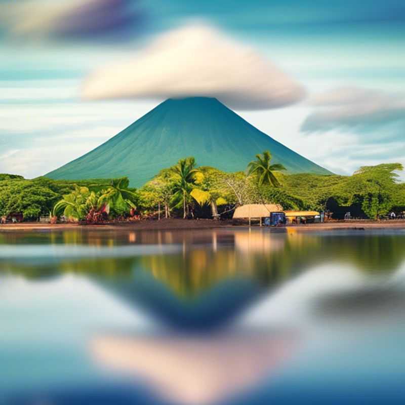 Un couple profitant de la beauté de l'île d'Ometepe au Nicaragua, nichée au milieu du lac Nicaragua, pendant leur voyage éclair de 24 heures en plein hiver.