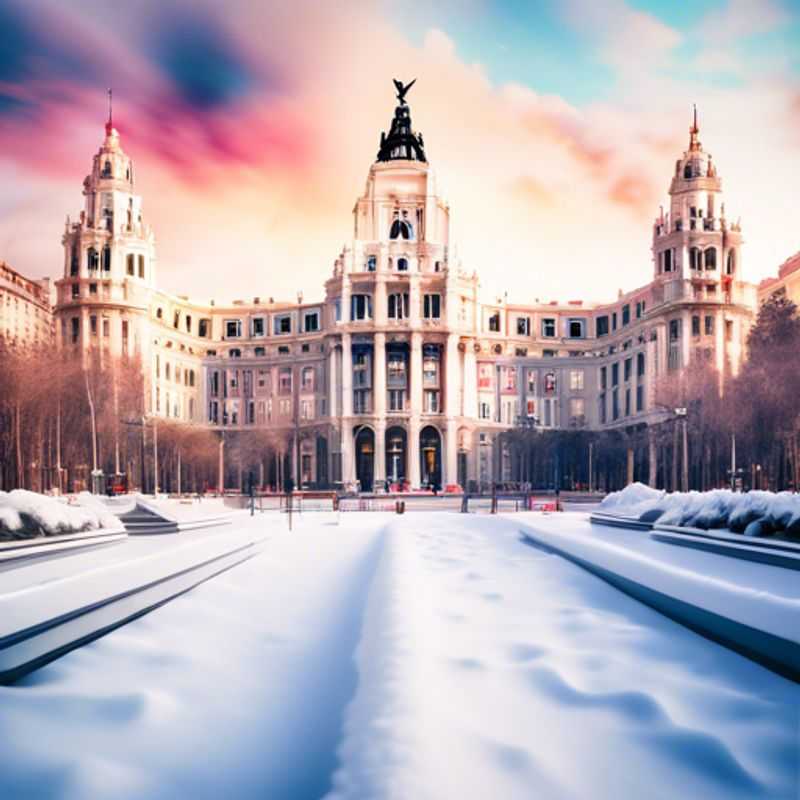 Una familia, incluyendo niños, disfruta de un paseo por las calles soleadas de Madrid, España, durante su viaje de bienestar de dos semanas en invierno.