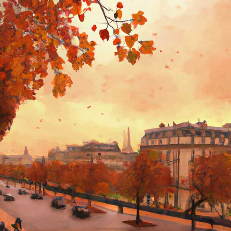 Three couples stroll hand-in-hand along the iconic Champs-Élysées in Paris, France, their laughter mingling with the vibrant autumn hues that paint the city's streets during their idyllic 2-week fall getaway.