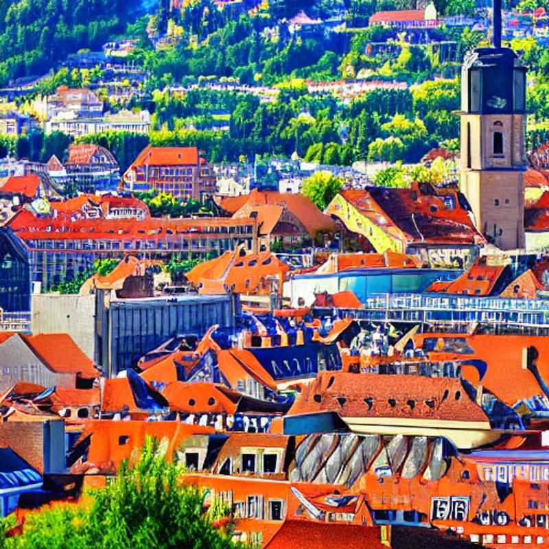 Stuttgart au printemps : des bâtiments historiques baignés de soleil printanier.