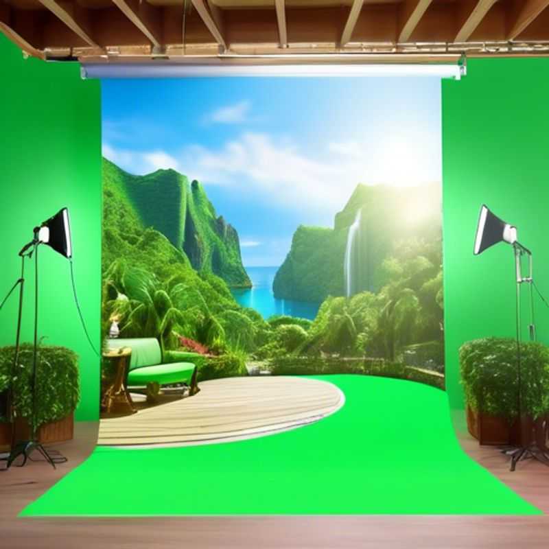 A close-up shot of a compact, portable green screen being set up, ready to transform your background for video calls.