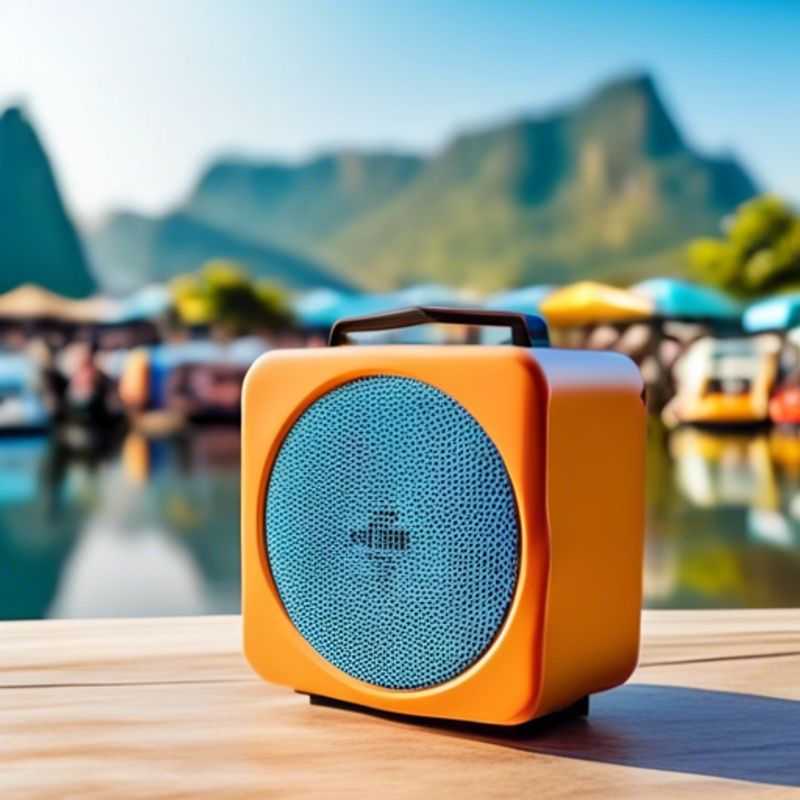 A sleek, portable Bluetooth speaker, ready to soundtrack your adventures, with a vibrant blue hue and a sleek modern design.