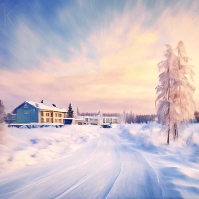 Un couple de voyageurs d'affaires profitant d'une coolcation hivernale à Kemi, Finlande. On les voit devant le célèbre château de neige de la ville, symbole de l'hiver finlandais.