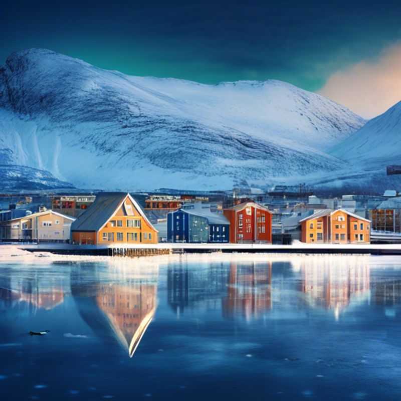 Three adventurous couples gazing in awe at the breathtaking Northern Lights dancing across the night sky above Tromsø, Norway, during their two-week coolcation adventure.